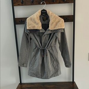 Women’s Burton Hazelton Gray Utility Jacket with Removable Cream Sherpa Collar